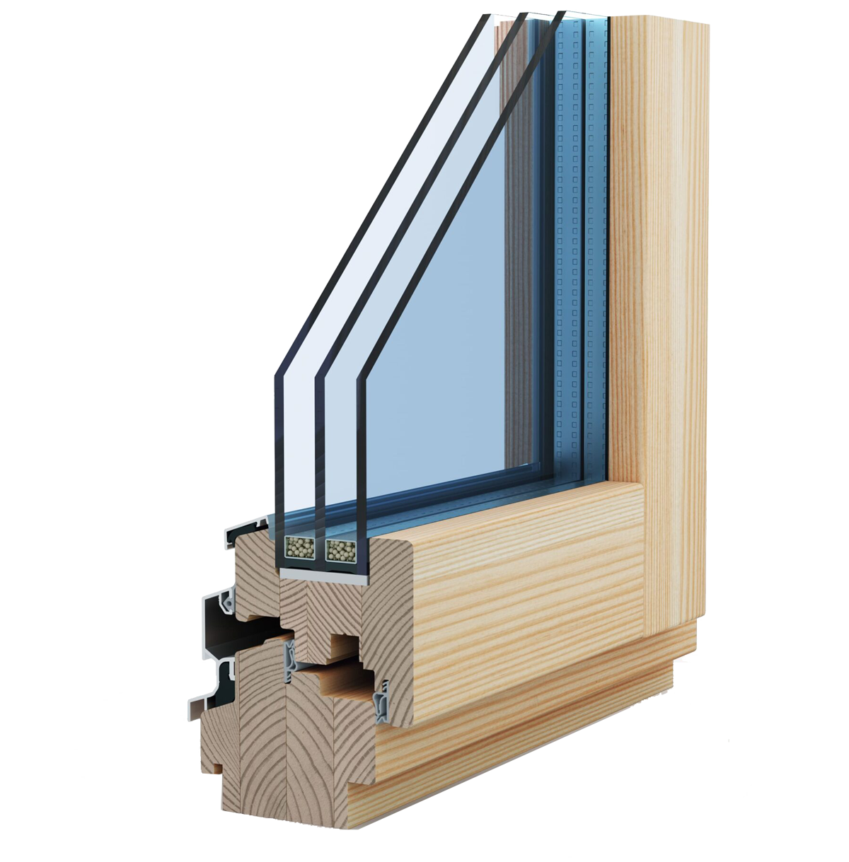 Smart-linE Holzfenster Profil 78 mm – Querschnitt Innenseite
