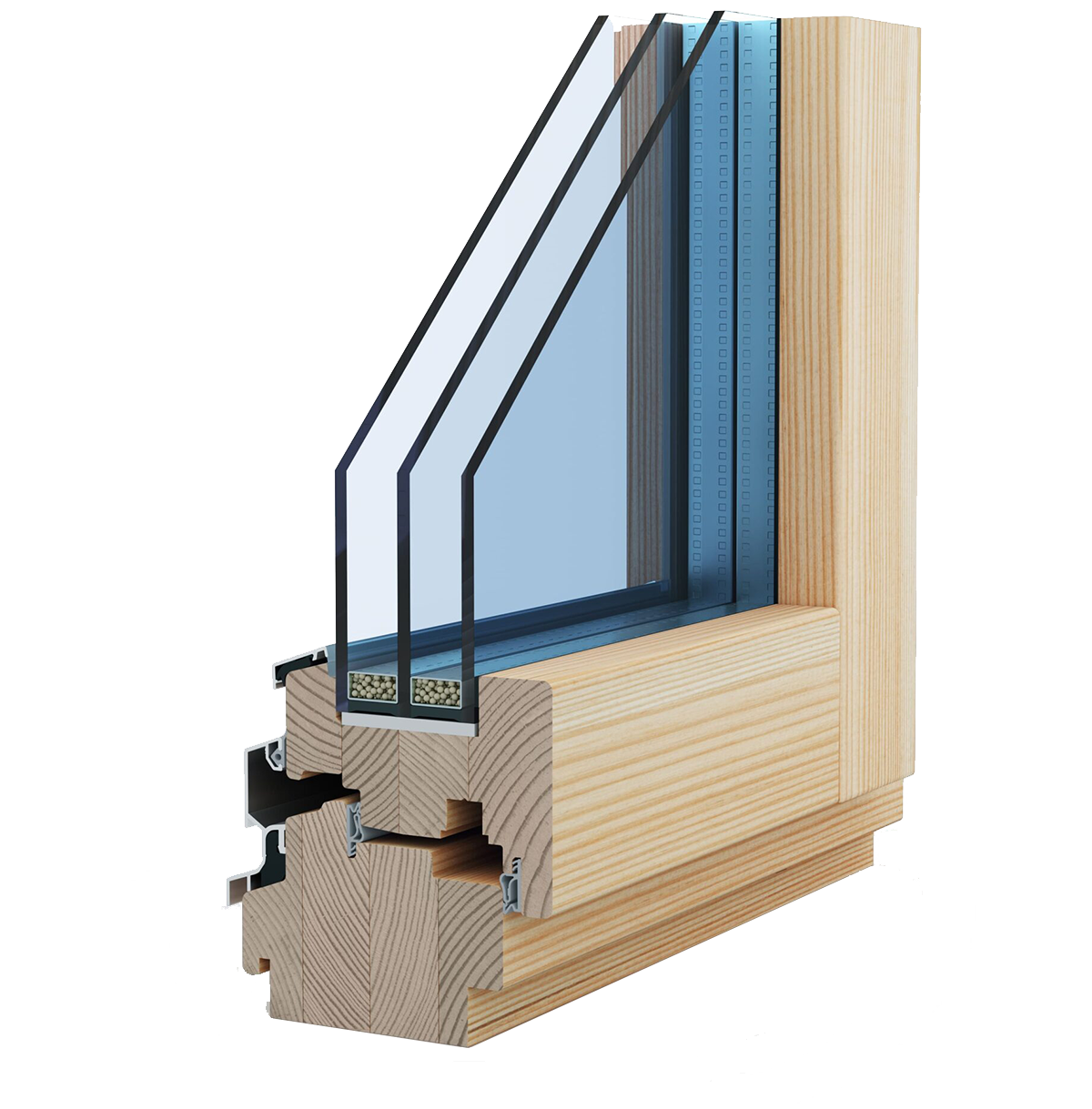 Smart-linE Holzfenster Profil 92 mm – Querschnitt Innenseite